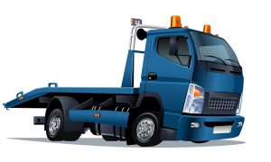 Vector cartoon tow truck - Flatbed Tow Truck